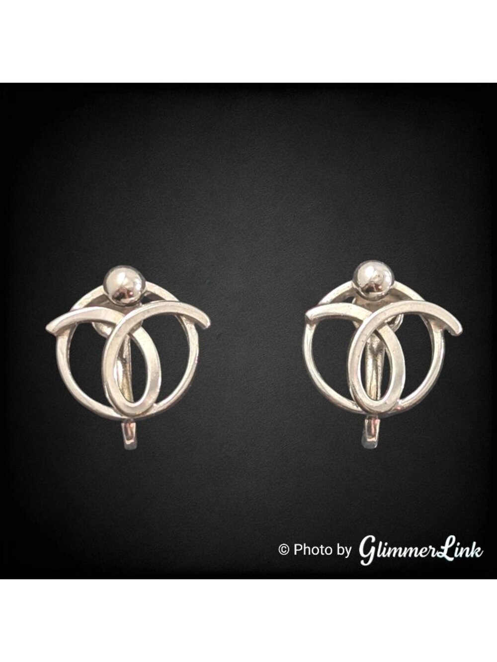 Vintage 1950s Alice Silver Tone Modernist Screw Back Earrings Signed